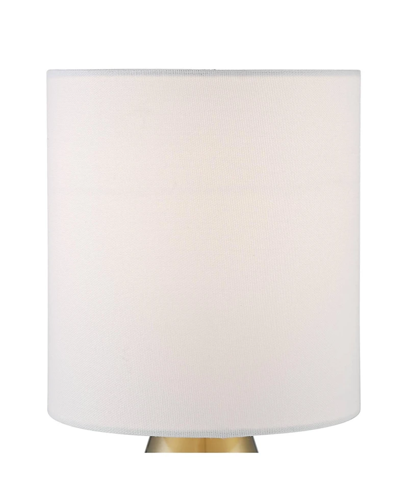 360 Lighting Marty Modern Accent Table Lamps 14 3/4" High Set of 2 Brass Metal White Cylinder Shade for Bedroom Bedside Nightstand Office Kids Ho