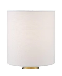 360 Lighting Marty Modern Accent Table Lamps 14 3/4" High Set of 2 Brass Metal White Cylinder Shade for Bedroom Bedside Nightstand Office Kids Ho