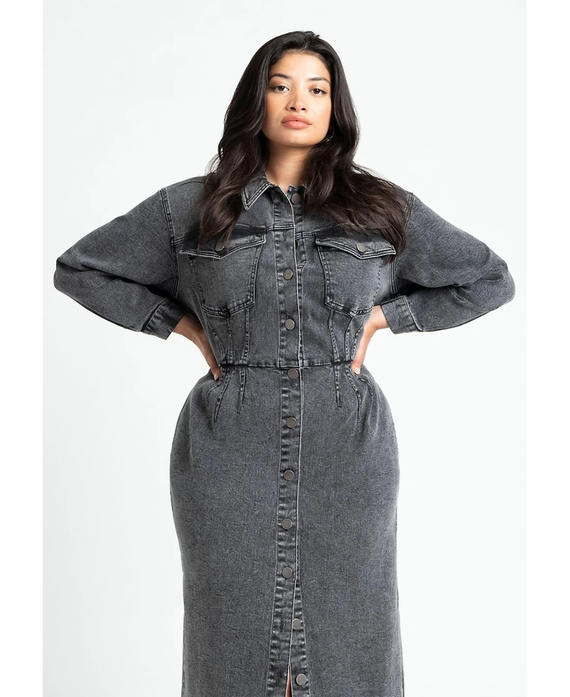 Eloquii Women's Denim Fitted Dress