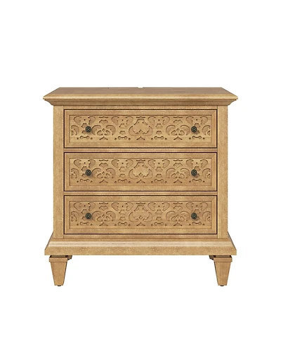 Hulala Home Daniele Transitional 3 - Drawer Nightstand with Built-In Outlets