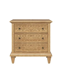 Hulala Home Daniele Transitional 3 - Drawer Nightstand with Built-In Outlets