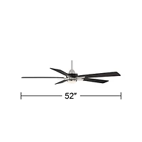 Casa Vieja 52" Vegas Nights Modern Industrial Indoor Outdoor Ceiling Fan 5 Blade Led Light Remote Control Brushed Nickel Finish Black Wood Blades Bedr