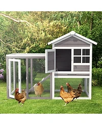 Sugift 2-Story Wooden Rabbit/Dog Hutch with Running Area