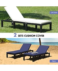 Inolait Patio Rattan Height Adjustable Lounge Chair with 2 Set of Cushion Cover