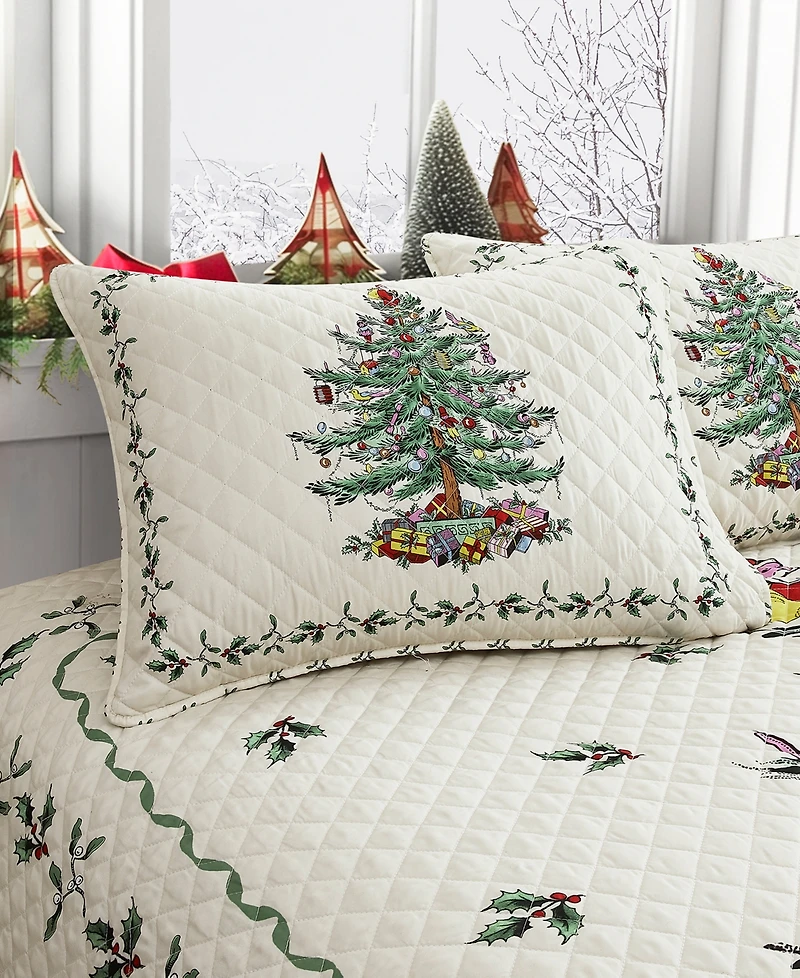 Spode Christmas Tree Reversible 3-Pc. Quilt Set
