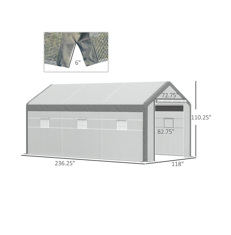 Slickblue Walk-In Greenhouse with Roll-Up Door and 6 Adjustable Windows for Enhanced Airflow and Growth