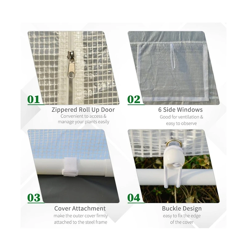 Slickblue Walk-In Greenhouse with Roll-Up Door and 6 Adjustable Windows for Enhanced Airflow and Growth