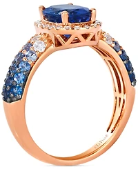 Le Vian Blueberry Tanzanite (1-5/8 ct. t.w.), Denim Ombre (5/8 ct. t.w.), White Sapphire (1/6 ct. t.w.) & Nude Diamond (1/6 ct. t.w.) Halo Ring in 14k