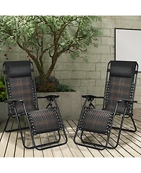 Inolait Sugift 2 Pieces Folding Patio Rattan Zero Gravity Lounge Chair