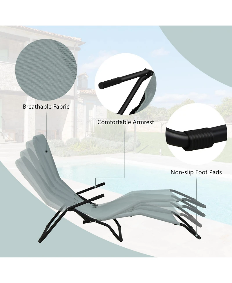 Sugift 2 Pieces Stackable Portable Patio Chaise Lounger with Rocking Design
