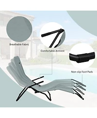 Sugift 2 Pieces Stackable Portable Patio Chaise Lounger with Rocking Design