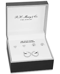Macy's 3-Pc. Set Loveknot Stud & Twisted Hoop Earrings in 18K Gold Over Sterling Silver or Sterling Silver