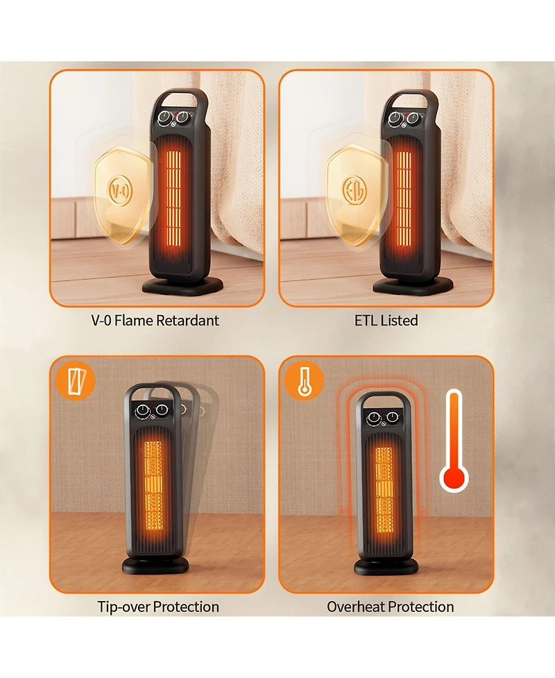 Sugift Space Heater 1500W Electric Heater Portable Ptc Ceramic Heater for Bedroom, Office, and Other Rooms