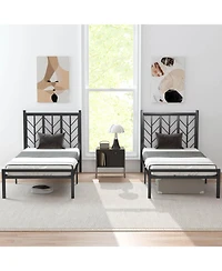 Twin Size Platform Bed with Headboard 11.5" Under Bed Storage Easy Assembly
