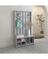 Norton Hall Tree with 7 Shelves, Smokey Gray