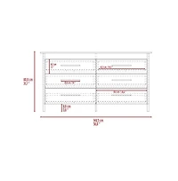 Paris 6 Drawer Double Dresser, Four Legs, Superior Top, White