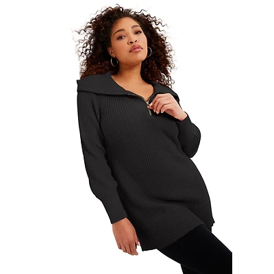 June + Vie Women's Plus Half-Zip Sweater