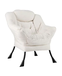 Large Lazy Chair with Cozy Head Pillow Stylish Tufted Back & Seat Armrests