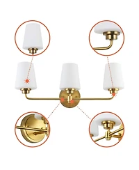 Flynama 22.5 in. W 3-Light White Plus Gold Bathroom Vanity Light with Shade