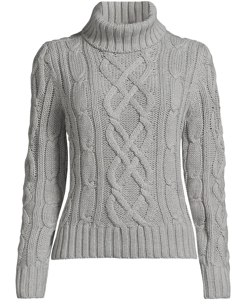 Lands' End Women's Drifter Cable Turtleneck Sweater