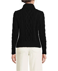 Lands' End Women's Drifter Cable Turtleneck Sweater