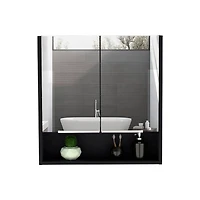 Depot E-shop Tatacoa Mirror Medicine Cabinet, One Open Shelf, Three Interior Shelves