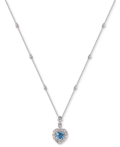 Heart-Shaped Gemstone & White Sapphire (1-1/2 ct. t.w.) Pendant Necklace Sterling Silver, 18"