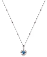 Heart-Shaped Gemstone & White Sapphire (1-1/2 ct. t.w.) Pendant Necklace Sterling Silver, 18"