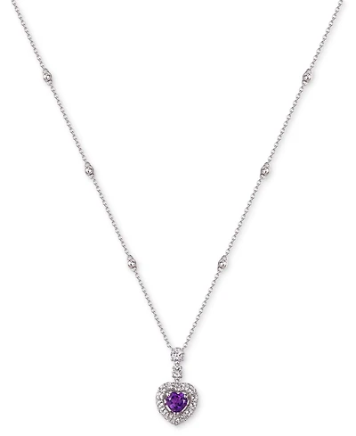 Heart-Shaped Gemstone & White Sapphire (1-1/2 ct. t.w.) Pendant Necklace Sterling Silver, 18"