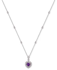 Heart-Shaped Gemstone & White Sapphire (1-1/2 ct. t.w.) Pendant Necklace Sterling Silver, 18"