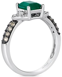 Le Vian Emerald (1 ct. t.w.), Vanilla Diamond (1/10 ct. t.w.) & Chocolate Diamond (1/4 ct. t.w.) Ring in 14k White Gold