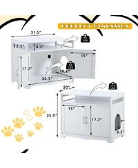 Streamdale Furniture White Wooden Cat Litter Box Enclosure