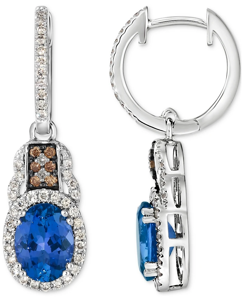 Le Vian Blueberry Tanzanite (2 ct. t.w.) & Diamond (1/2 ct. t.w.) Charm Hoop Earrings in 14k White Gold