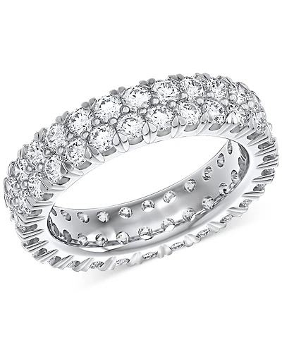 Diamond Double Row Eternity Ring (3 ct. t.w.) Platinum, 14k White Gold, or Rose Created for Macy's