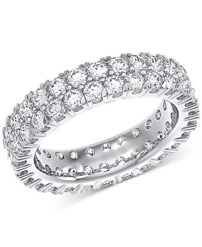 Diamond Double Row Eternity Ring (3 ct. t.w.) Platinum, 14k White Gold, or Rose Created for Macy's