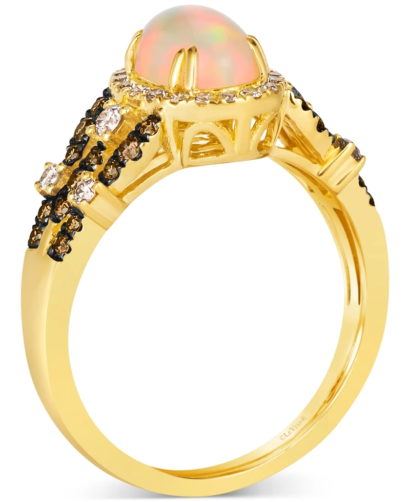 Le Vian Opal (5/8 ct. t.w.) & Diamond (1/2 ct. t.w.) Halo Ring in 14k Yellow Gold