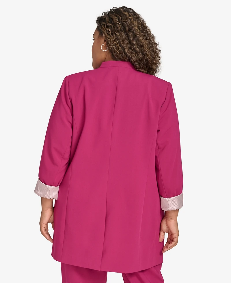 Calvin Klein Plus Size Open-Front Roll-Cuff Jacket