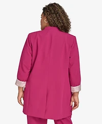 Calvin Klein Plus Size Open-Front Roll-Cuff Jacket