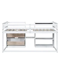 Streamdale Twin Low Loft Bed With Rolling Desk, Shelf And Drawers