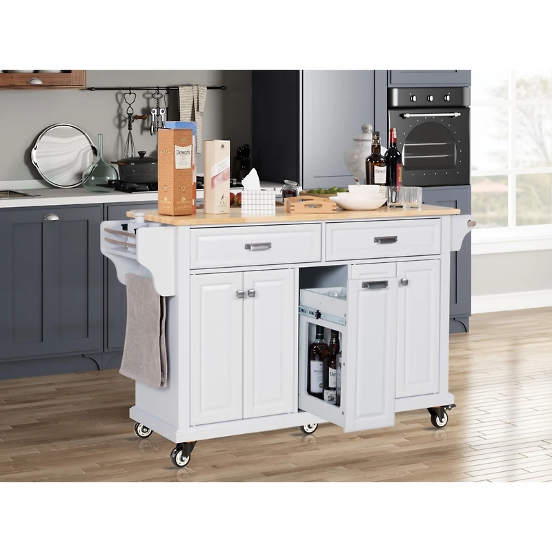 Streamdale Cambridge Natural Wood Top Kitchen Island with Storage