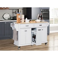 Streamdale Cambridge Natural Wood Top Kitchen Island with Storage