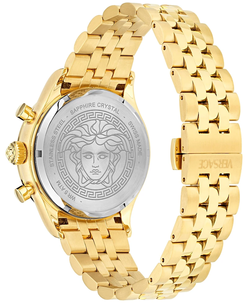 Versace Unisex Swiss Chronograph Hellenyium Gold Ion Plated Bracelet Watch 40mm