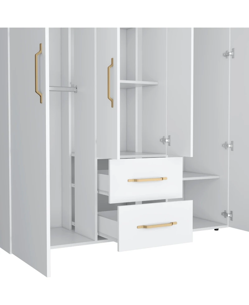 Valier Wardrobe, Deluxe Armoire with Multiple Storage Options and Metal Accents, Black
