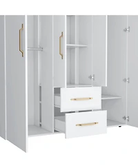 Valier Wardrobe, Deluxe Armoire with Multiple Storage Options and Metal Accents, Black