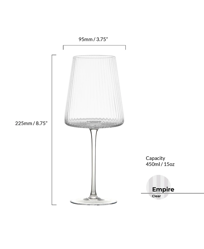 Anton Studio Designs Empire Clear Wine Glasses, Set of 2