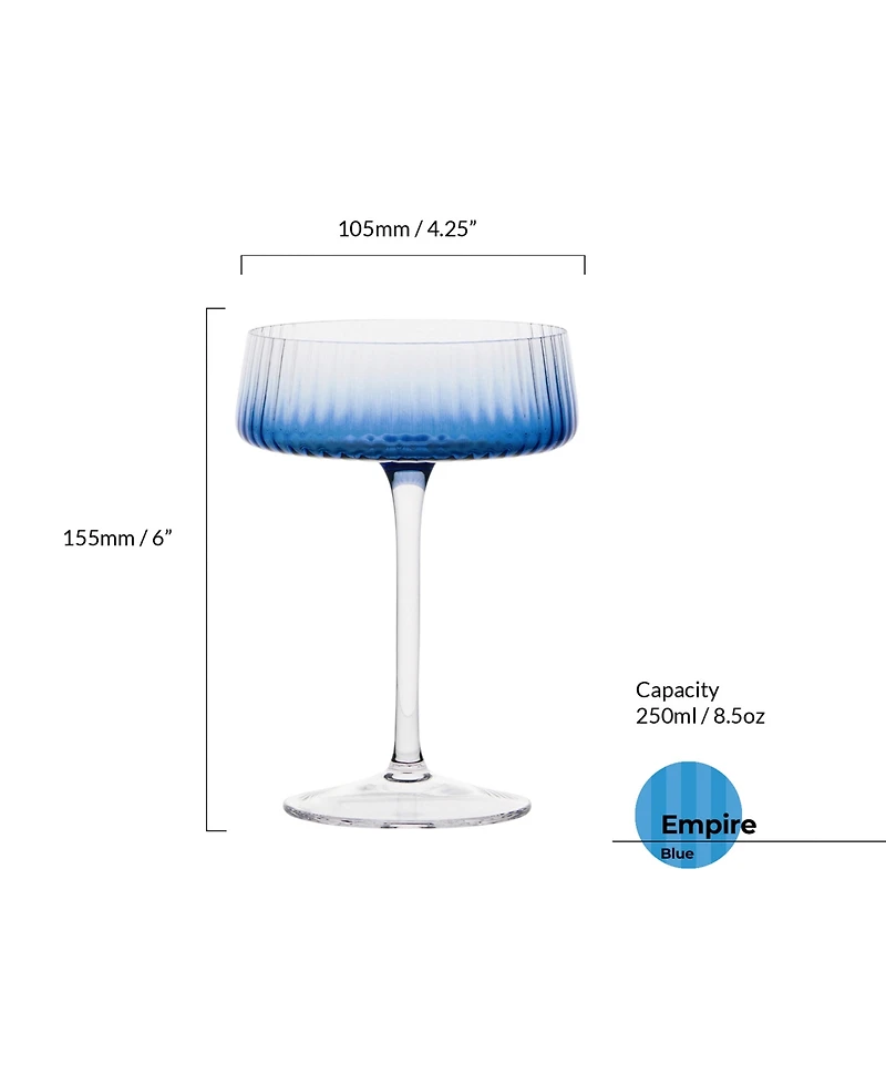 Anton Studio Designs Empire Blue Champagne Coupes, Set of 2