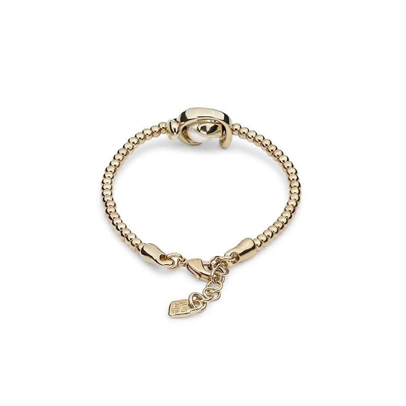 UNOde50 One Strand Elastic Double Moon Bead Metal Bracelet