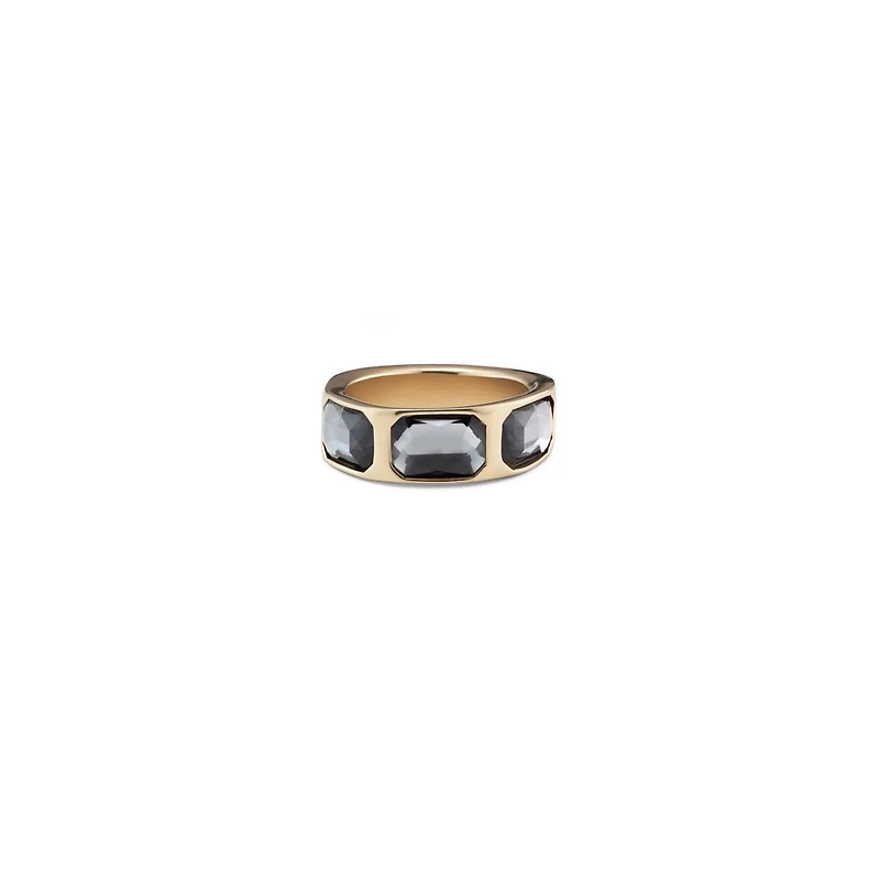 UNOde50 Three Faceted Crystals Emerald Cut Metal Alloy Ring