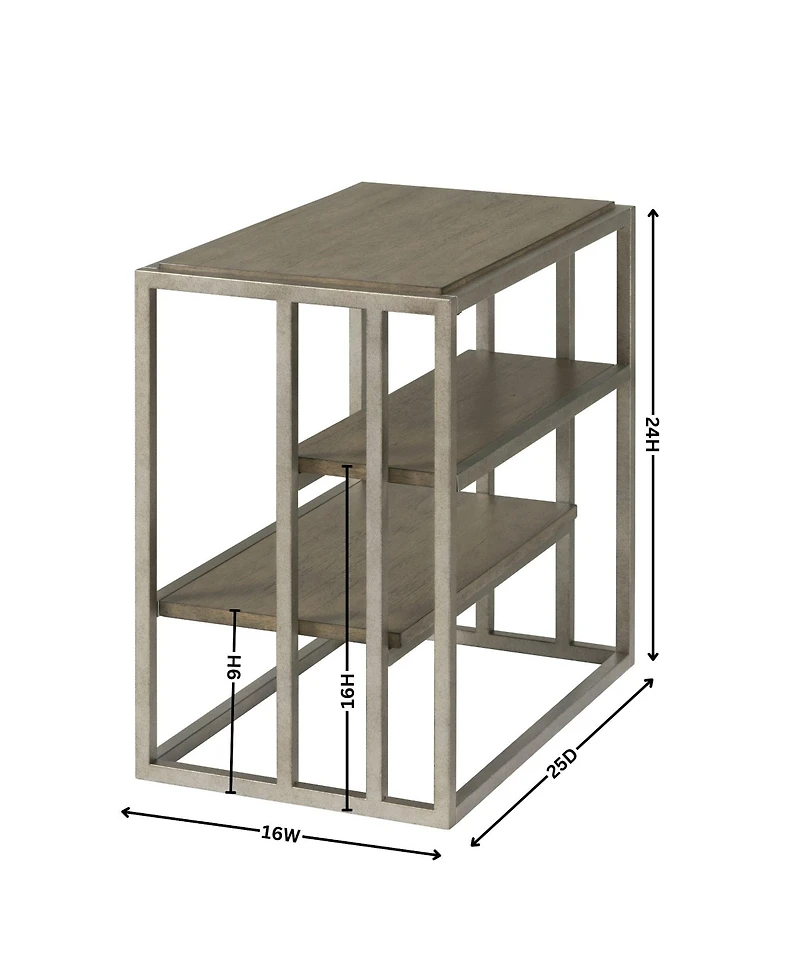 Streamdale Metal Frame Wood Living Room Chairside Table with Shelf