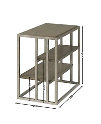 Streamdale Metal Frame Wood Living Room Chairside Table with Shelf